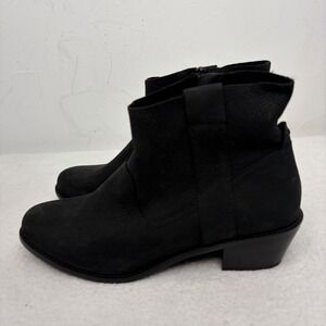 Vionic Women's Roselyn Nubuck Black Bootie sz 9.5 Zip Up Block Heel Western
